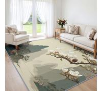 Oriental 140 x 200 cm Doux Tapis de Chambre Moquette, Paysage Chinois Oiseau Botanique Floral Lavable Antidérapant Tapis de Salon - Moquette pour Salle de Séjour Chambre d'enfant Salle de Jeu