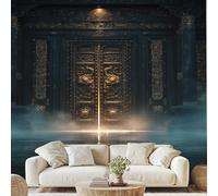 Oriental Classique Sculpté Porte Papier Adhesif Relief Dragon Fleur Mural Luxe Artistique Papier Peint 3D Effet 350x256 cm pour Salle de Bain Salon Chambre