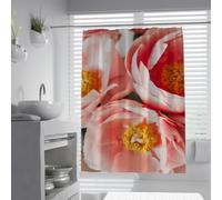 Oriental élégant Rideau de Douche Pivoine Fleur Close-up Rideaux de Douche Tissu Aquarelle Rideau de Bain de séparation Sec et Humide avec Crochets 150 x 200 cm