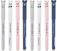 Oriental riverkit 4/8/12PCS Stylo Gel Effaçable 0.35mm noir pour Papeterie Affaire Scolaire, Unisexe Pen Écriture Panda Cartoon Cat Nouveauté Étudiant Stylo Cadeaux Papeterie (8pcs)