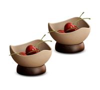 Oriental riverkit Bols à Dessert en Porcelaine, Lot de 2 Bol Aperitif, Bol à Tapas, Bols à trempette pour Dessert, Salade ou Crème Glacée, Résistants au Lave-vaisselle, Brun