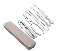 Oriental riverkit Ensemble D'outils De Fruits De Mer Craquelins De Crabe Fourchette De Fruits De Mer Fourchette à Homard Craquelins De Patte De Crabe Et Outils en Acier Inoxydable avec Boîte