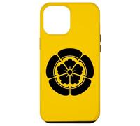 Oriental Vintage Noir Jaune Japon Oda Kamon Coque pour iPhone 12 Pro Max