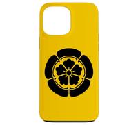 Oriental Vintage Noir Jaune Japon Oda Kamon Coque pour iPhone 13 Pro Max