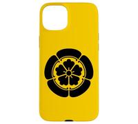 Oriental Vintage Noir Jaune Japon Oda Kamon Coque pour iPhone 15 Plus