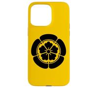 Oriental Vintage Noir Jaune Japon Oda Kamon Coque pour iPhone 15 Pro Max