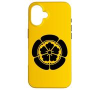 Oriental Vintage Noir Jaune Japon Oda Kamon Coque pour iPhone 16