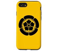 Oriental Vintage Noir Jaune Japon Oda Kamon Coque pour iPhone SE (2020) / 7/8