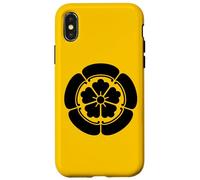 Oriental Vintage Noir Jaune Japon Oda Kamon Coque pour iPhone X/XS