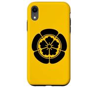 Oriental Vintage Noir Jaune Japon Oda Kamon Coque pour iPhone XR