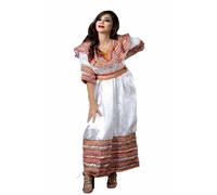 orientaletendance Robe Kabyle Blanche en Soie, Taille Unique, Dos Échancré, Traditionnel, Femme, Adulte, Amateurs de Traditions Culturelles, Participants d'Événements Festifs, Maxi
