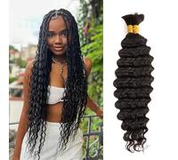 Orientfashion Cheveux Crochetés Tresses de Bohème, 2Pcs Boho Braids Meches Human Hair Tissage Bouclé Naturel Deep Wave Deep Twist Meche Boucle Pour Tresse (#Nature Black, 18Inch(Pack of 2)-100g)