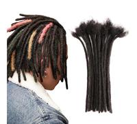 Orientfashion Lot de 60 dreadlocks en cheveux humains naturels Noir 20,3 cm 0,6 cm