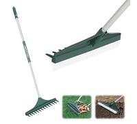 ORIENTOOLS Râteau à gazon artificiel 151 cm 2 en 1 avec poils de brosse améliorés, râteau à double usage avec poignée en acier pliable pour pelouse, moquette, ameublissement du sol, pelouse,