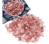 Orientrea Mini Quartz Fraise Rouge Pierres polies de Cristal, Quartz Fraise Rouge Naturel de 500 g, Petite Passée Chips écrasé Pierre Guérison Reiki Cristal Bijoux Décoration de la Maison