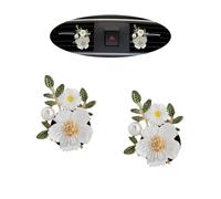 ORIESSE Lot de 2 désodorisants de voiture en forme de bouquet de marguerites blanches, décoration esthétique pour tableau de bord de voiture, diffuseur d'arômes rechargeable