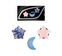 ORIESSE Lot de 3 désodorisants rechargeables pour grille d'aération de voiture - Motif lune et étoiles - Style hippie - Pierres de cristal naturelles - Accessoires de décoration de tableau de bord