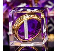 ORIFANTOU Dés DND avec anneau magique doré, polyédriques, faits à la main, bords tranchants, pour les jeux de table et jeux de rôle, avec boîte, D20, D12, D10, D8, D6, D4, violet