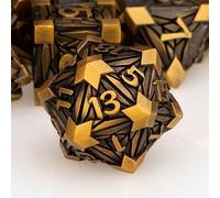 ORIFANTOU Lot de 7 dés DND en métal avec boîte, dés polyédriques D20, D12, D10, D8, D6, D4