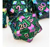 ORIFANTOU Lot de 7 dés en métal DND avec boîte, dés polyédriques rouges pour Donjons et Dragons pour jeux de rôle sur table - Ensemble de dés D20 D12 D10 D8 D6 D4