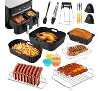 Orifesio Accessoires Air Fryer pour Moulinex Easy Fry Dual 5,2/3,1L, 13PCS Accessoires pour Friteuse à Air, Moule Silicone Air Fryer, Moule à Pain, Grille, Grille à Côtes, Pulverisateur Huile