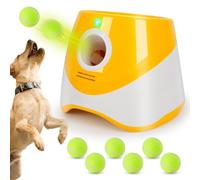 Orifesio Lanceur de Balle pour Chien Automatique, Lance Balle pour Chiens avec 6 Balles, Jouets Interactifs pour Petits Chiens, Lance Balle Chien, Lanceur Balle pour Intérieur et Extérieur, Orange