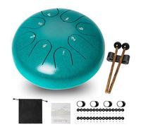 Orifesio Steel Tongue Drum 6 Pouces 8 Tons, C Key Tambour à Langue en Acier, Mini Tambour à Main avec Livre Musique, Baguettes, Handpan Instrument de Percussion pour Musicale Méditation Yoga Malachite