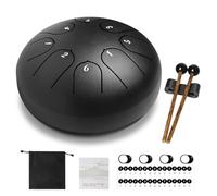Orifesio Steel Tongue Drum 6 Pouces 8 Tons, C Key Tambour à Langue en Acier, Mini Tambour à Main avec Livre de Musique, Baguettes, Handpan Instrument de Percussion pour Musicale Méditation Yoga, Noir