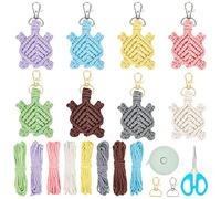 ORIGACH 8 Set Kit de Porte-Clés Tortue en Macramé Kit de Porte-Clés Personnalisé Kit D'Artisanat en Macramé pour Adultes avec Livret D'Instructions