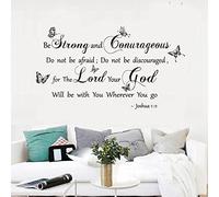 ORIGACH Bible Verse Stickers Muraux Josué 1:9 Religieux Mur Citations Autocollants Soyez Fort et Courageux N'ayez Pas Peur pour Le Salon Église