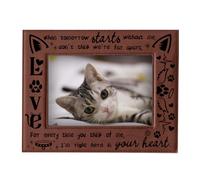 ORIGACH Cadre photo en cuir gravé pour chat à suspendre ou à poser sur une table pour la perte d'un chat, cadeau de condoléances de deuil - Convient aux photos de 12,7 x 17,8 cm