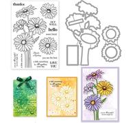 ORIGACH Chamomile Clear Stamp and Die Sets pour la Fabrication de Cartes, Fleur Tampons Transparents Matrices de Découpe pour Bricolage Artisanat Scrapbooking, DIY Gaufrage Album Décoratif