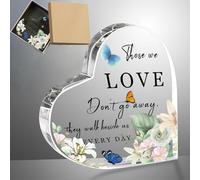 ORIGACH Cristal Verre Coeur Mémorial Deuil Cadeaux Sympathie Condoléances Cadeau Décorations de Table en mémoire de l'être Cher (Fleur et Papillon, 4 x 4 Pouces)