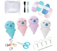ORIGACH Kit de crochet Amigurumi complet pour débutants et adultes, 4 pièces avec tutoriel vidéo étape par étape, instructions (français non garanti), fil, crochet, accessoires