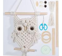 ORIGACH Kit de décoration murale en macramé - Motif chouette - Fait à la main - Style bohème - Décoration murale tissée - Cadeau pour chambre à coucher, salon