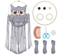 ORIGACH Kit de tapisserie murale en macramé à faire soi-même en coton gris foncé fait à la main avec tutoriel vidéo tissé en macramé mignon décoration murale pour chambre à coucher, salon, balcon,