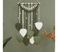 ORIGACH Kit de tapisserie murale en macramé à faire soi-même - Motif feuilles blanches et vertes - Pour adultes et débutants - Fait à la main - Décoration murale pour salon et chambre à coucher