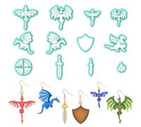 ORIGACH Lot de 12 emporte-pièces en argile polymère en forme de dragon pour la fabrication de boucles d'oreilles sur le thème des animaux légendaires pour la fabrication de bijoux