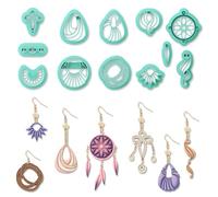 ORIGACH Lot de 12 emporte-pièces en argile polymère macramé avec nœud bohème - Motif attrape-rêves - Pour bijoux, boucles d'oreilles - Boîte de rangement transparente