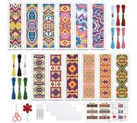 ORIGACH Lot de 12 marque-pages au point de croix avec motif mandala vintage pour débutants avec dos en feutre - Instructions à faire soi-même - Kit de marque-page estampillé pour adultes et amateurs
