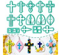 ORIGACH Lot de 14 emporte-pièces en argile polymère sur le thème de la croix religieuse en forme de croix pour la fabrication de boucles d'oreilles et de bijoux