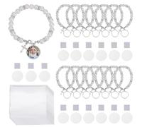 ORIGACH Lot de 15 bracelets vierges par sublimation pour baptême, chapelet catholique à transfert de chaleur, bracelet vierge avec pendentif en forme de croix pour première communion, cadeaux