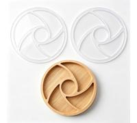 ORIGACH Lot de 2 gabarits ronds en spirale 4 poches 30 cm | Matrice de défonceuse en acrylique pour plateau de valet, travail du bois, vaisselle, modèle d'incrustation en acrylique