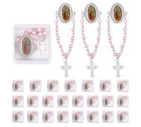 ORIGACH Lot de 24 épingles commémoratives en forme de chapelet de la Vierge de Guadalupe avec coffret cadeau pour première communion et baptême pour invités Recuerdos De Bautizo