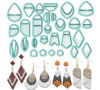 ORIGACH Lot de 28 boucles d'oreilles en cuir emporte-pièces en argile | emporte pièces en argile polymère plastique pour bijoux en polymère et boucles d'oreille avec boîte de rangement transparente
