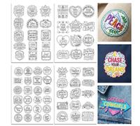 ORIGACH Lot de 4 feuilles A4 de grandes phrases amusantes solubles dans l'eau, motifs de papier à broder avec lettres, stabilisateurs de couture à la main pour débutants en broderie