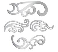 ORIGACH Lot de 4 règles courbes françaises en acier inoxydable pour couture du cuir, fournitures artisanales