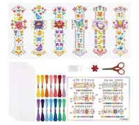 ORIGACH Lot de 6 marque-pages au point de croix pour adultes débutants, fleurs de printemps, kit de marque-pages avec instructions pour débutants pour les amateurs de livres