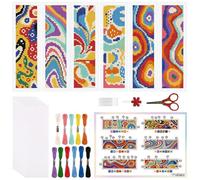 ORIGACH Lot de 6 marque-pages au point de croix pour adultes débutants, kit de marque-page moderne abstrait avec instructions pour débutants - Kit de bricolage imprimé au point de croix pour les