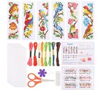 ORIGACH Lot de 6 marque-pages au point de croix pour débutants avec dos en feutre et instructions (français non garanti) pour adultes, amateurs de livres